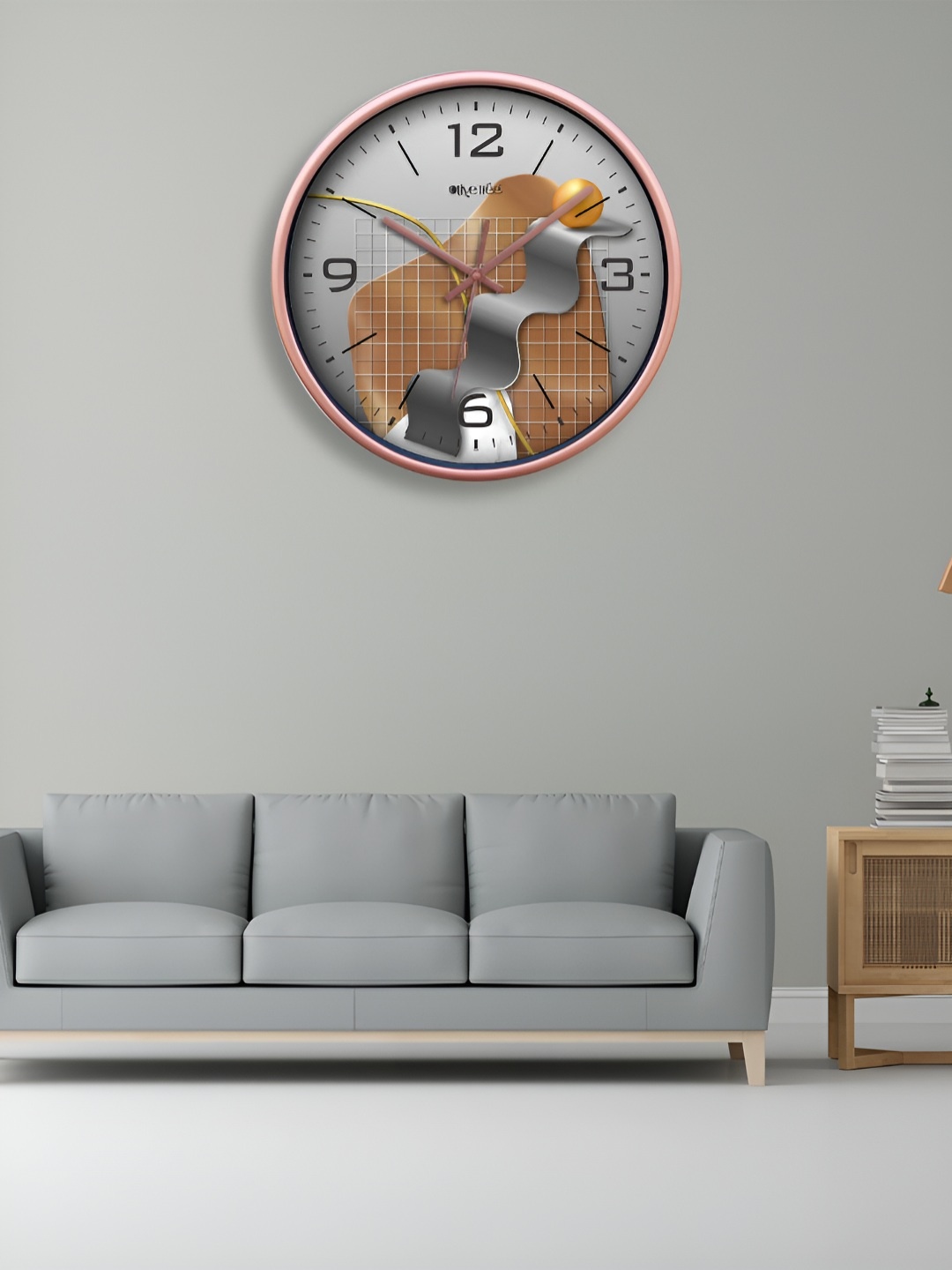 

OLIVE TREE Copper-Toned & Grey Printed Contemporary Wall Clock