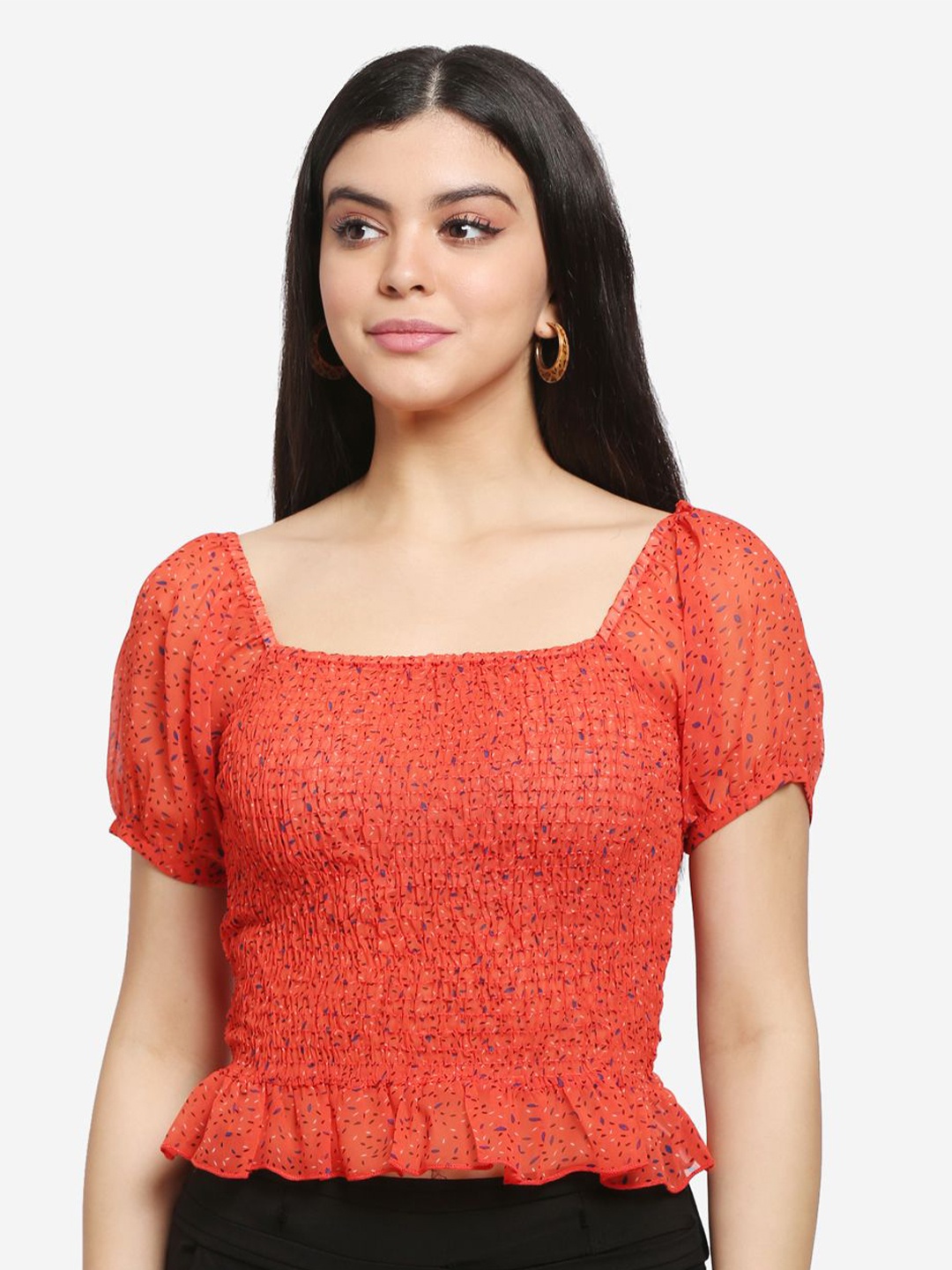 

all about you Print Peplum Top, Red