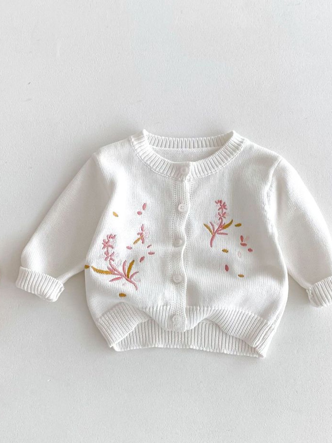 

LULU & SKY Girls Embroidered Cardigan with Embroidered Detail, White