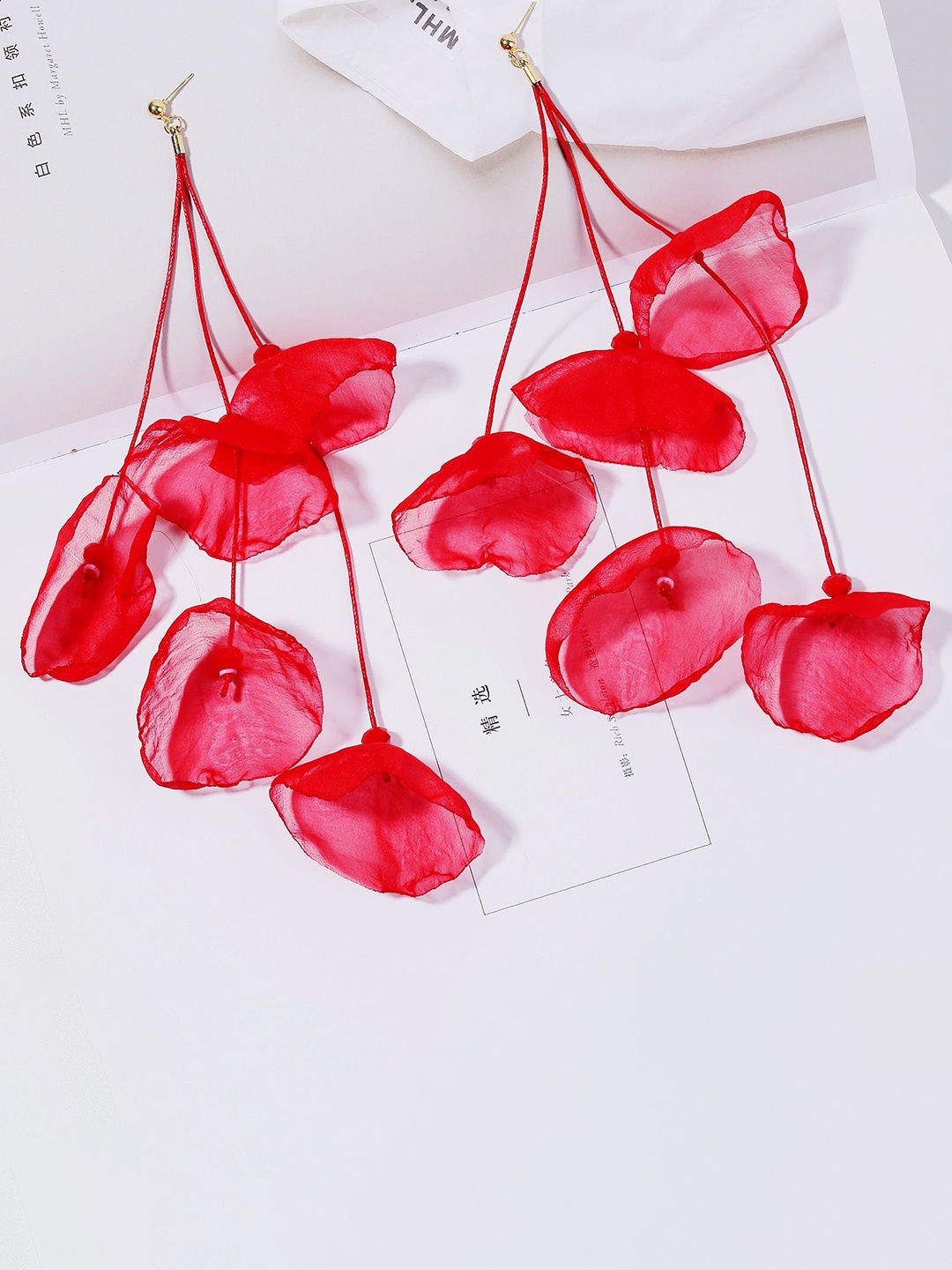 

StyleCast x Revolte Floral Drop Earrings, Red