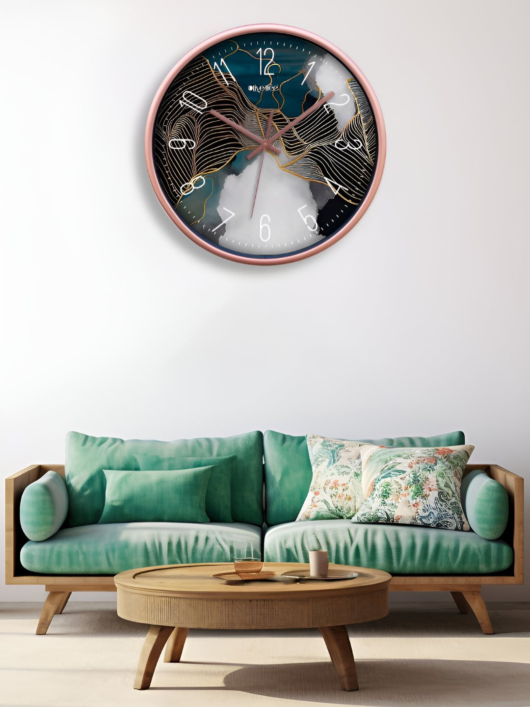 

OLIVE TREE Copper-Toned & Green Printed Contemporary Wall Clock