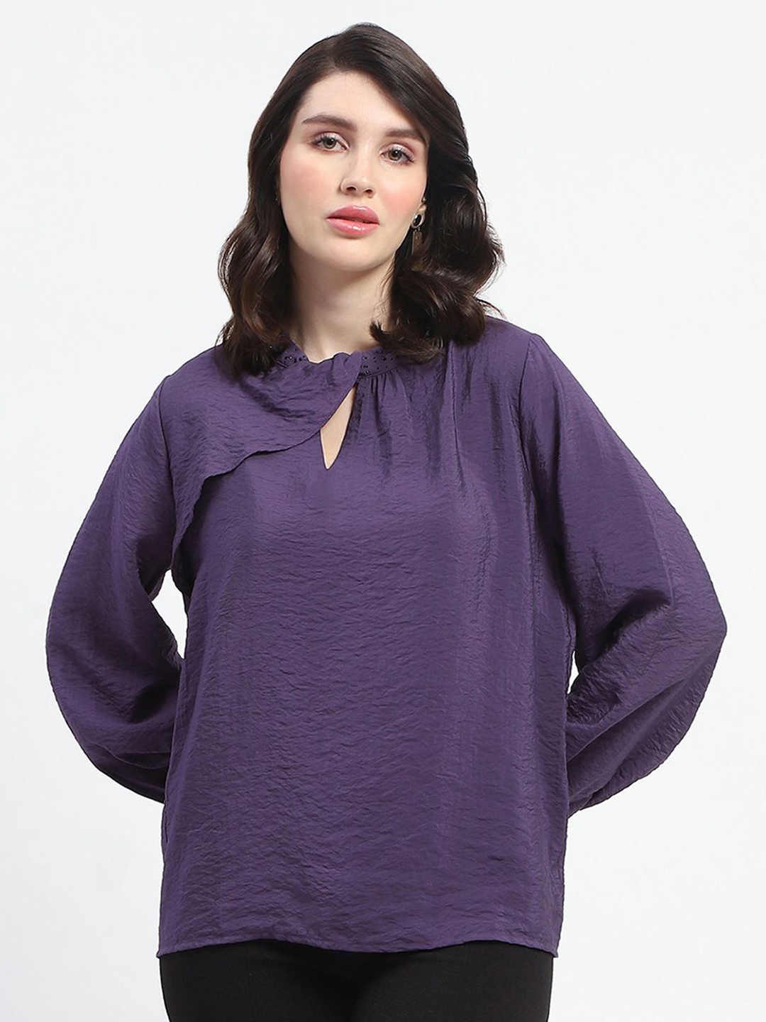 

Madame Keyhole Neck Top, Purple