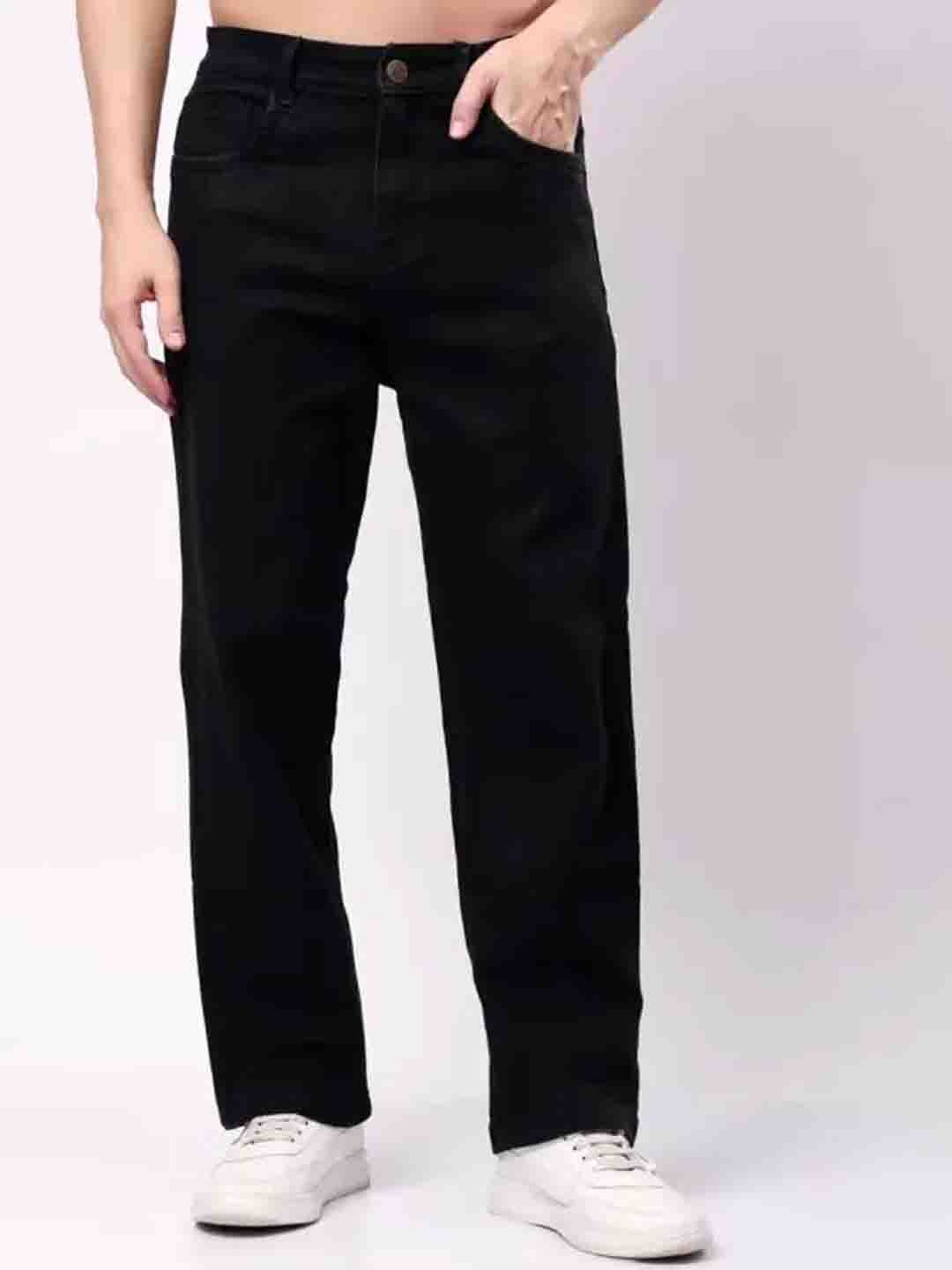 

LINARIA Men Boyfriend Fit Low Distress Jeans, Black