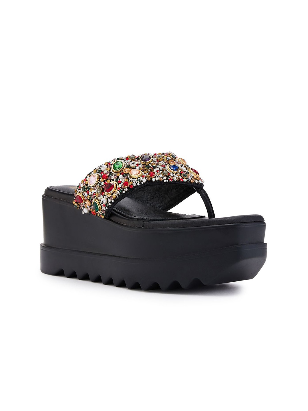 

Anaar Women Embellished Wedge Heel Sandal, Black