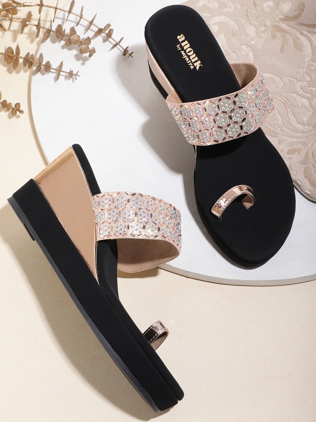 

Anouk Embellished Wedge Heels, Rose gold
