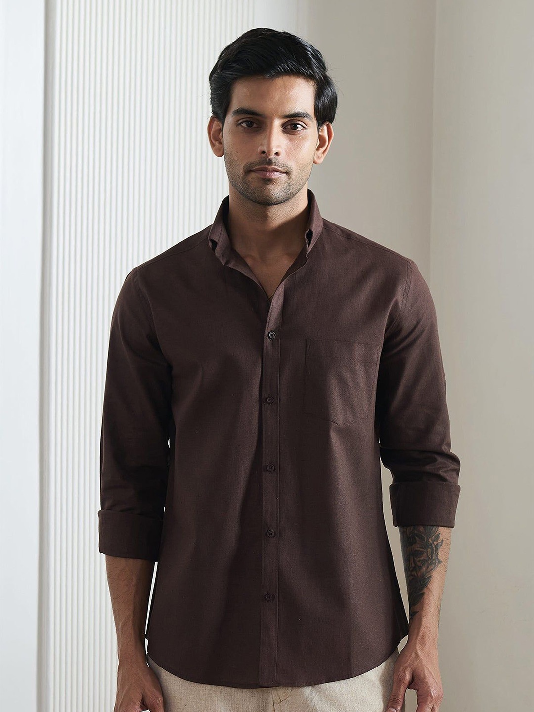 

Beyours Men Classic Opaque Casual Shirt, Brown