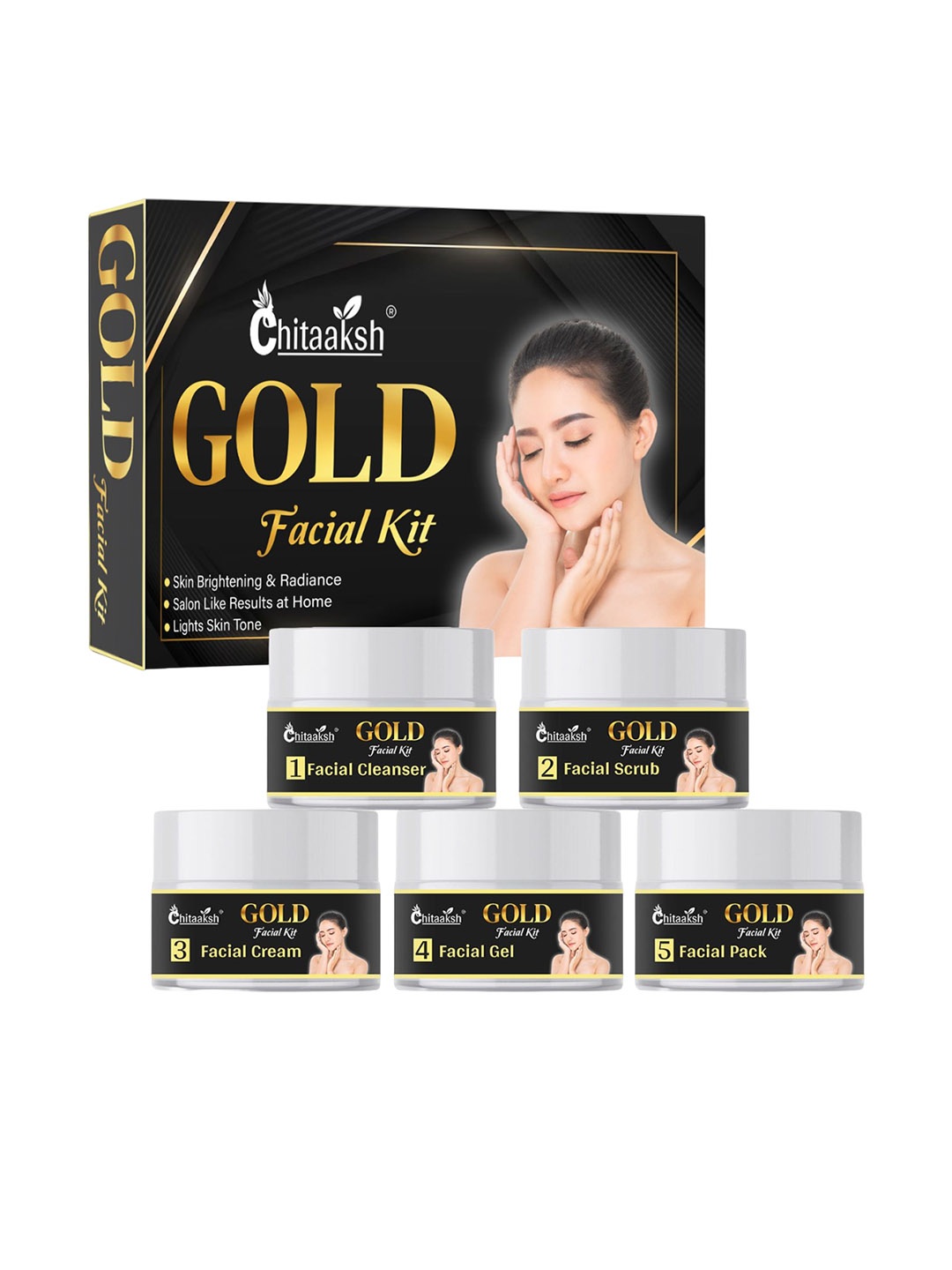 

Chitaaksh Gold Facial Kit For Intense Glow - 50 g Each, Yellow