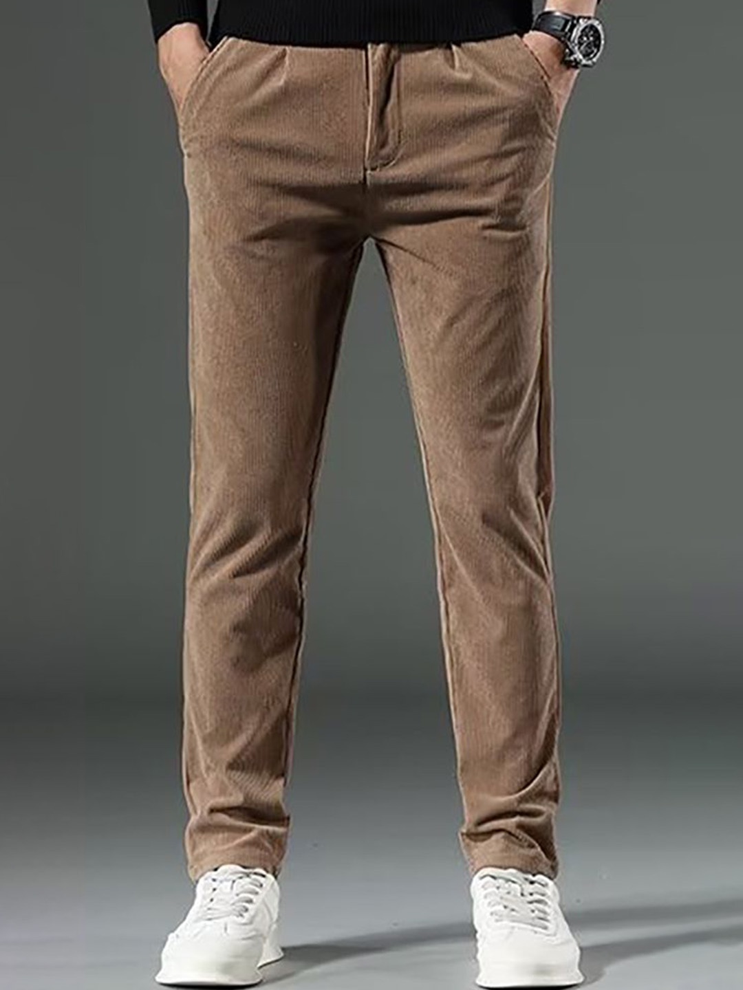 

StyleCast x Revolte Men Skinny Fit Easy Wash Trousers, Khaki