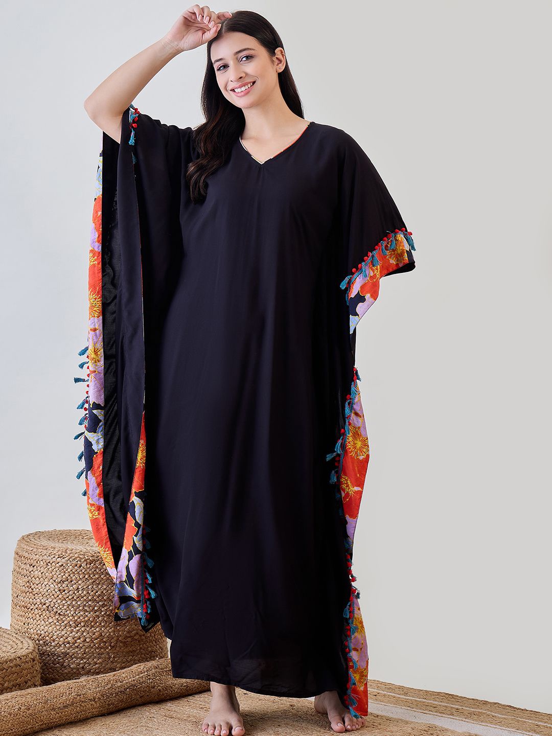 

The Kaftan Company Maxi Nightdress, Black