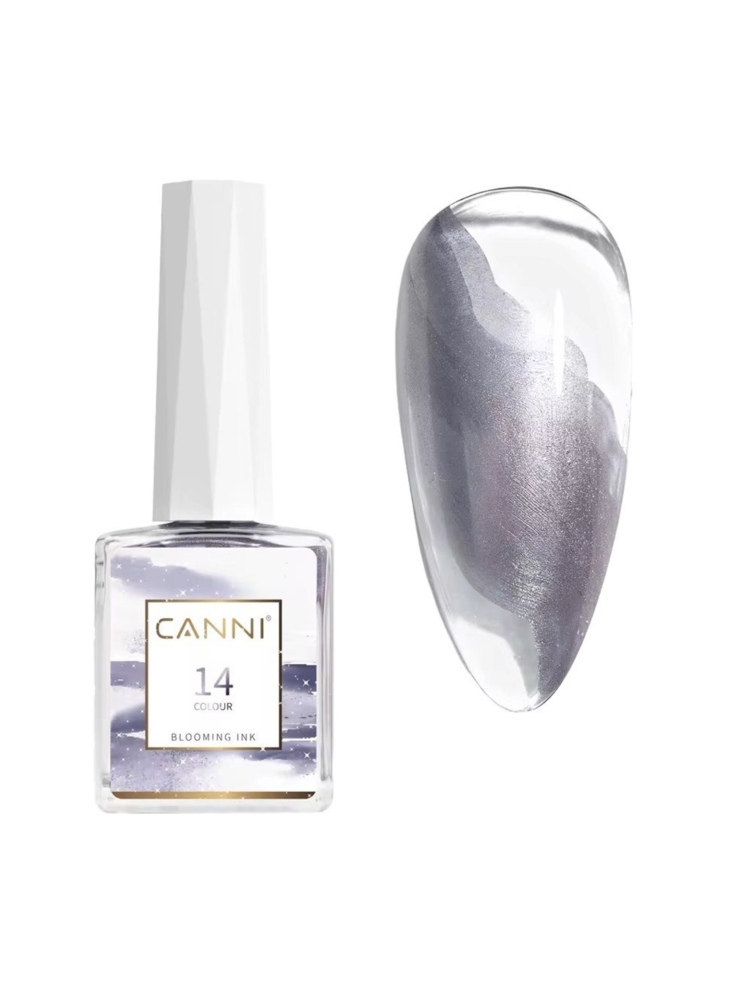 

CANNI Blooming Ink 16 Color Marble Gradient Nail Polish 9 ml - Shade 14, Grey