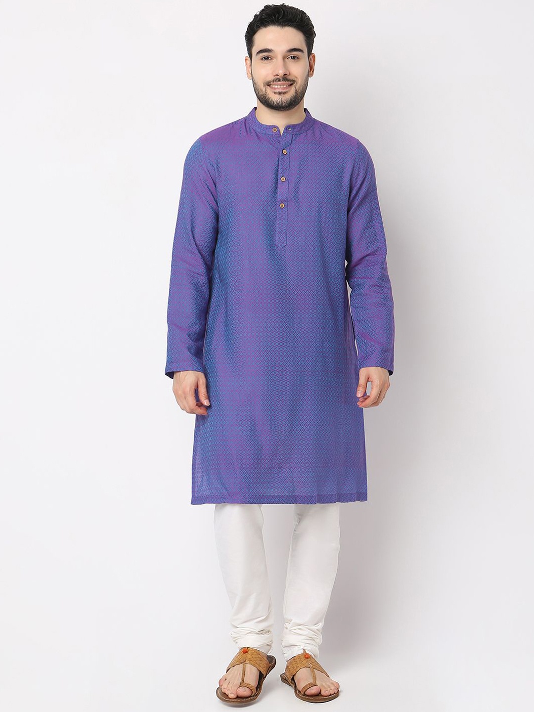 

Ethnicity Men Thread Work Kurta, Purple