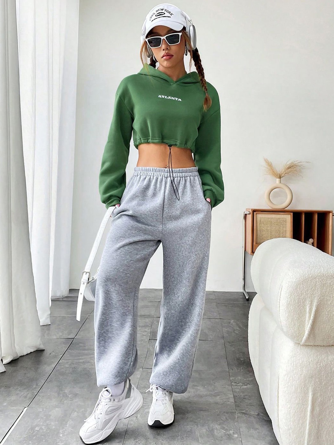 

StyleCast Hooded Crop Top, Green