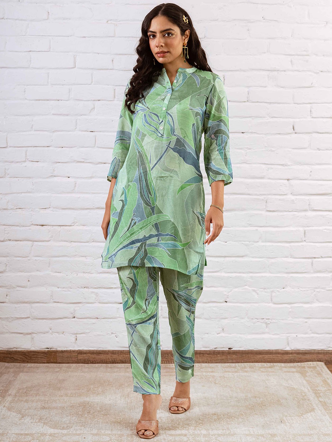 

HUKUM Printed Top With Trousers Co-Ords, Green