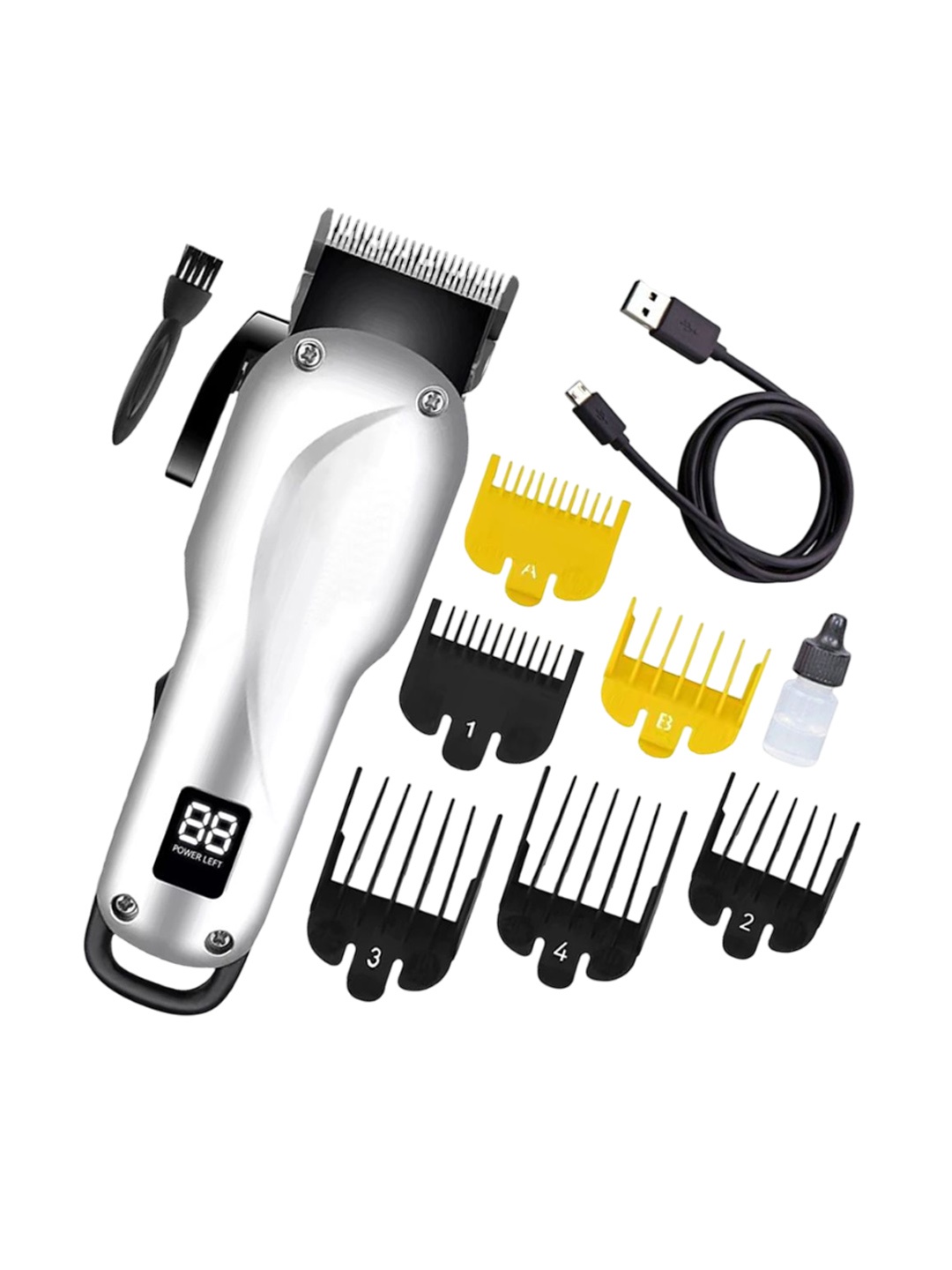 

KMI Salon Rechargeable Cordless Men Trimmer & Hair Clipper Grooming Kit, Silver