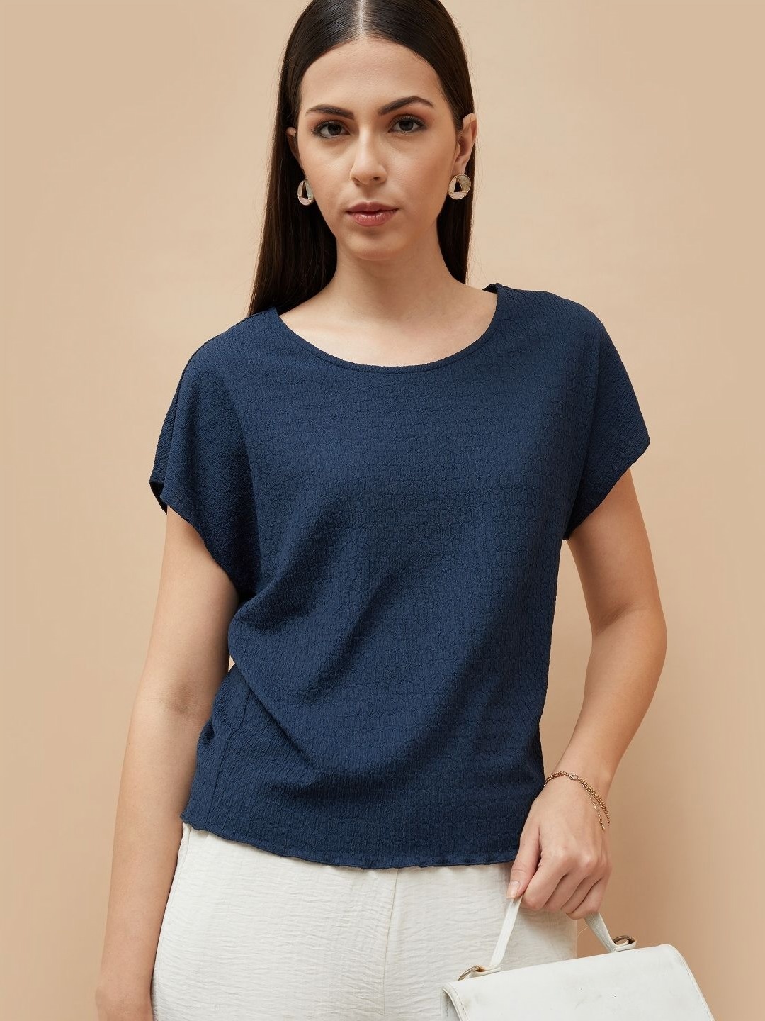 

CODE by Lifestyle Women Extended Sleeves Pockets T-shirt, Blue