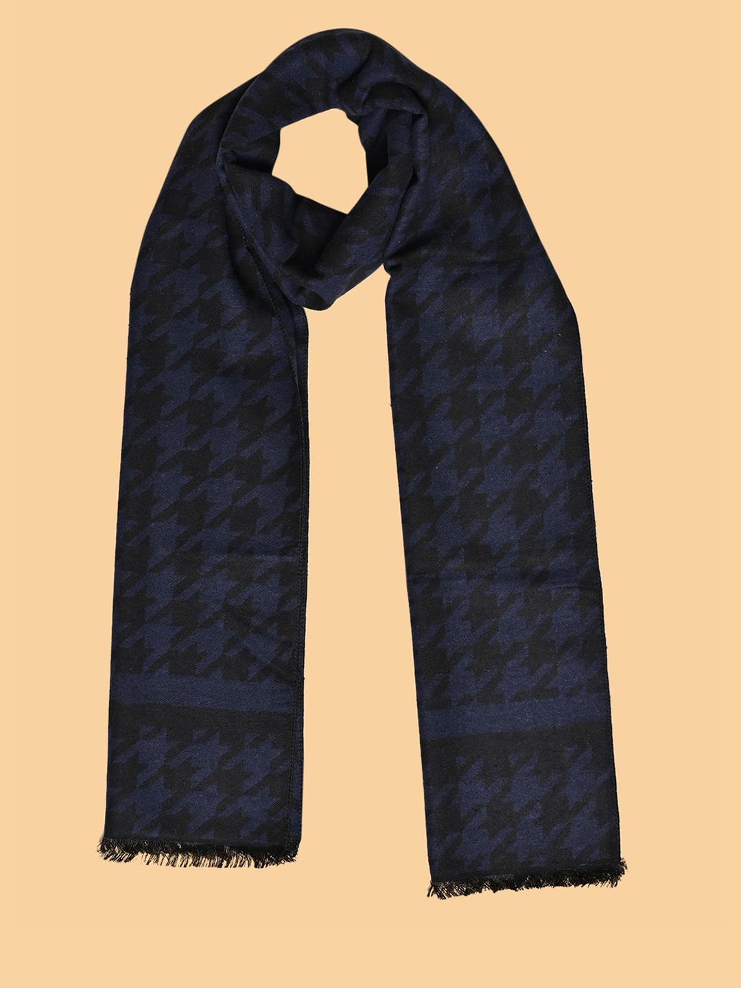 

LOOM LEGACY Men Patterned Acrylic Mufflers, Navy blue