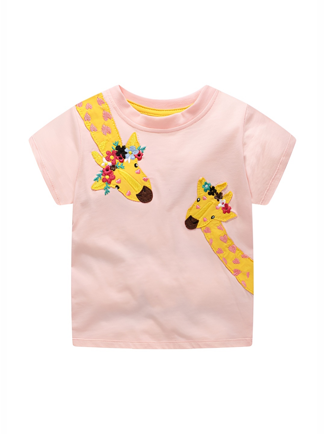 

LULU & SKY Girls Graphic Printed Round Neck Cotton T-shirt, Pink