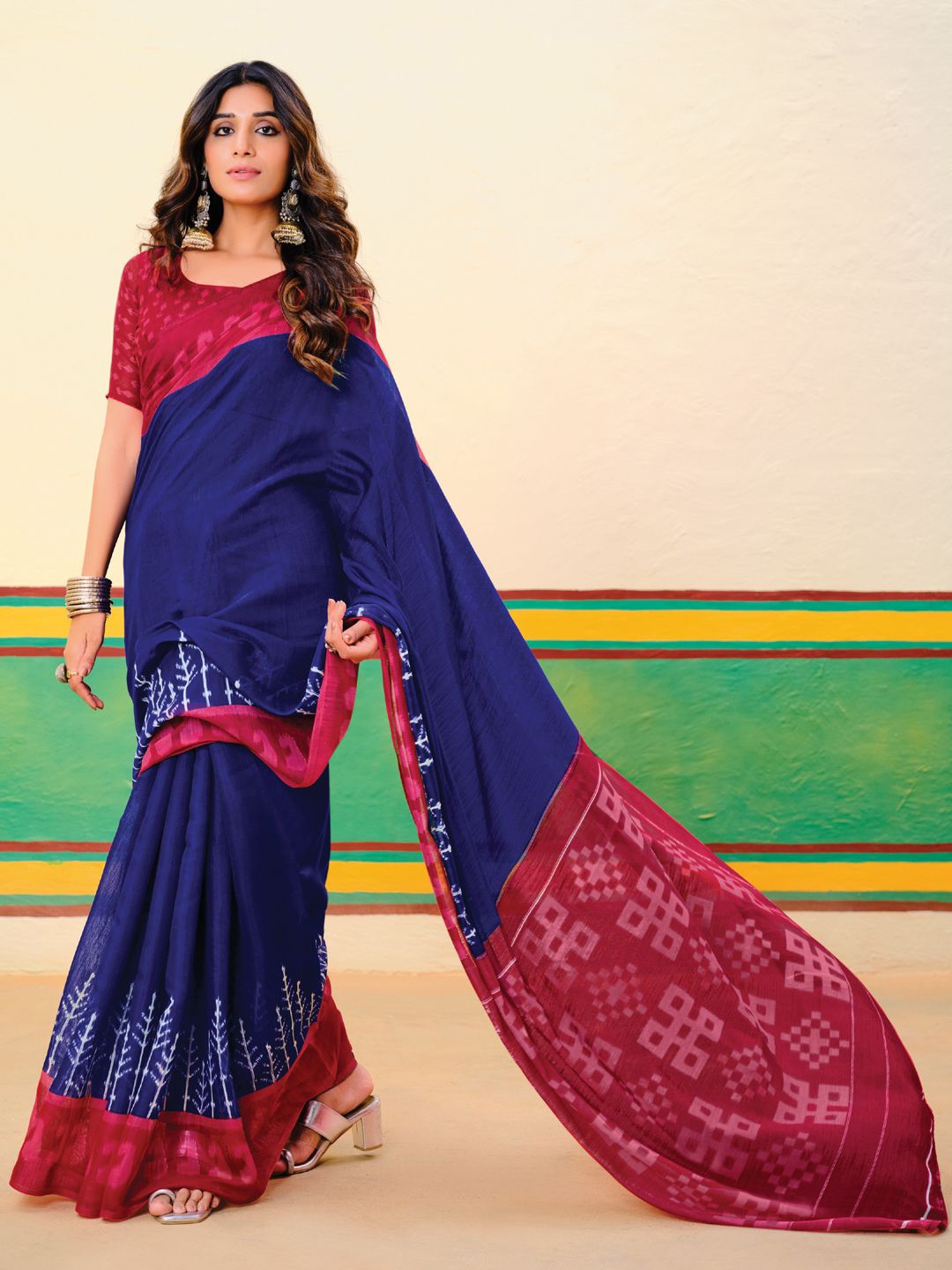

Mitera Designer Ikat Saree, Blue