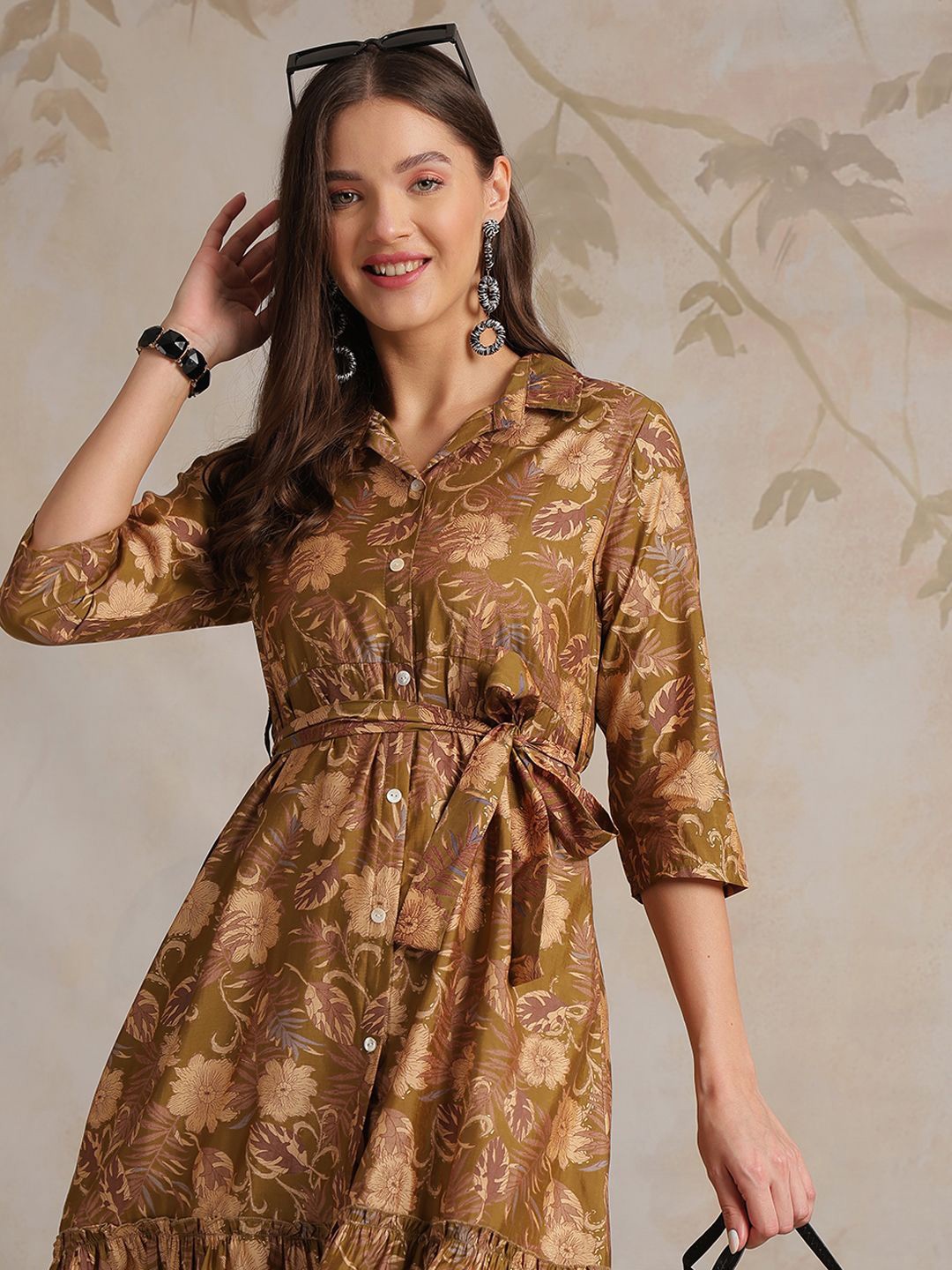 

Anouk Floral Print Dress, Brown