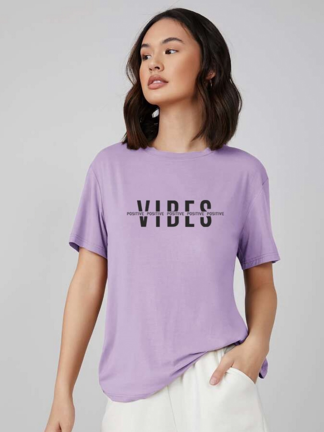 

BOMBAE TEES Women Floral Printed Extended Sleeves Bio Finish Pockets T-shirt, Lavender