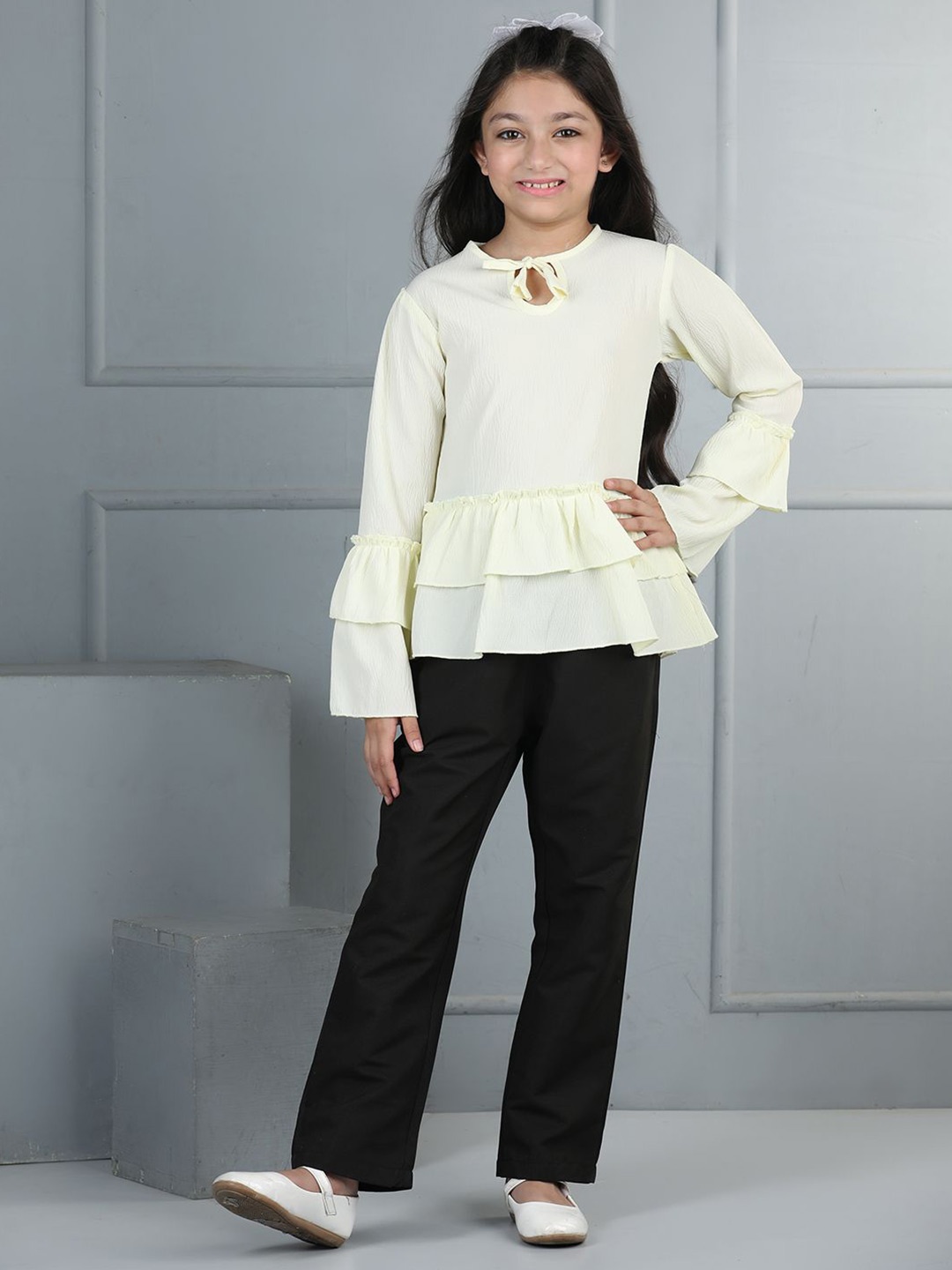 

Cutiekins Girls Top with Trousers, Cream