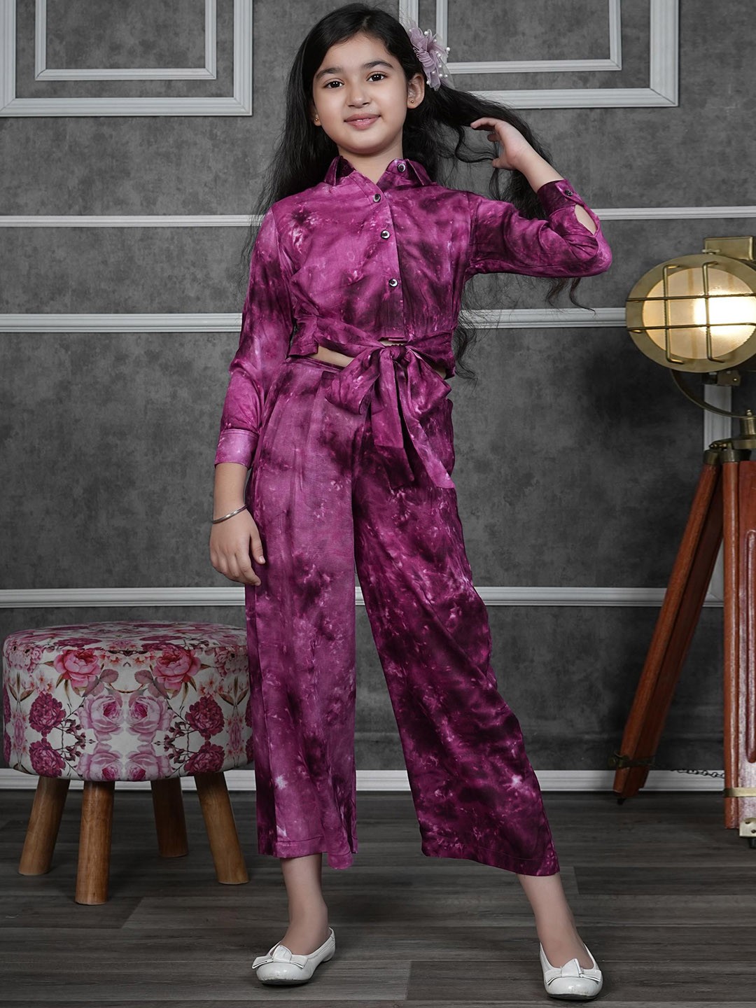 

BAESD Girls Printed Shirt & Palazzo Clothing Set, Purple