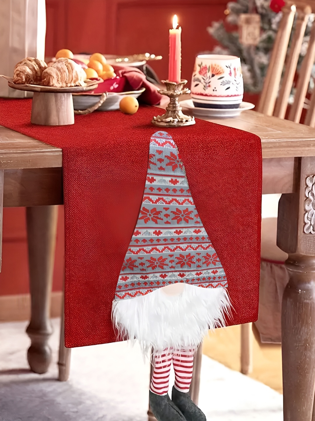 

TIED RIBBONS Red Printed Christmas Table Runner