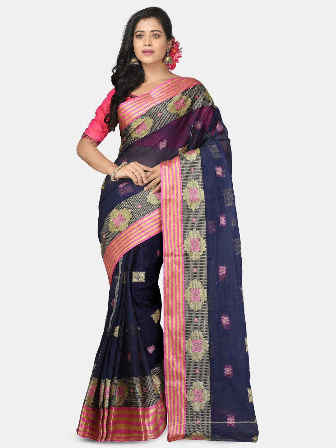 

Crochetin Woven Design Saree, Blue