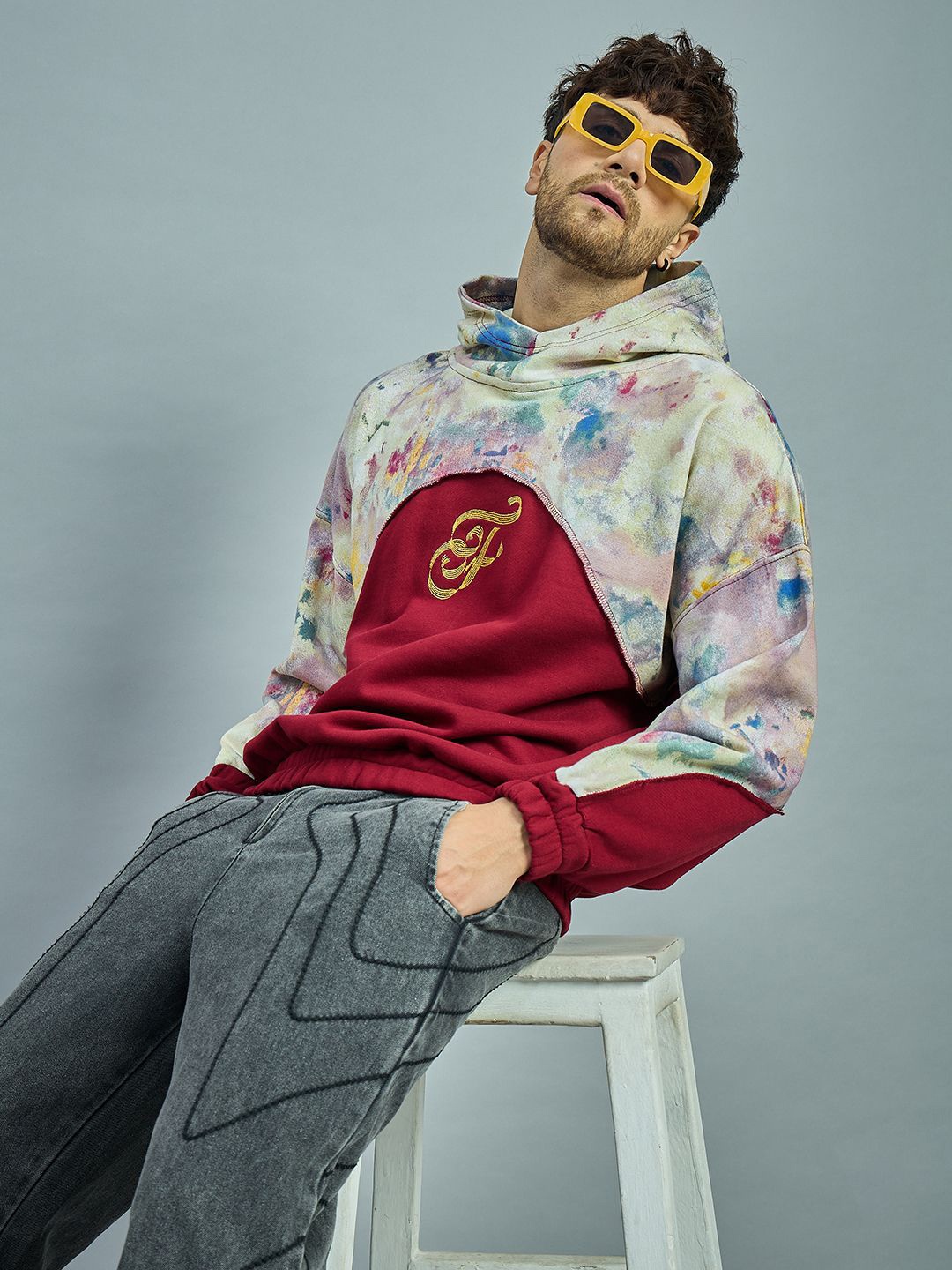 

FUGAZEE Men Colourblocked Hooded Sweatshirt, Multi