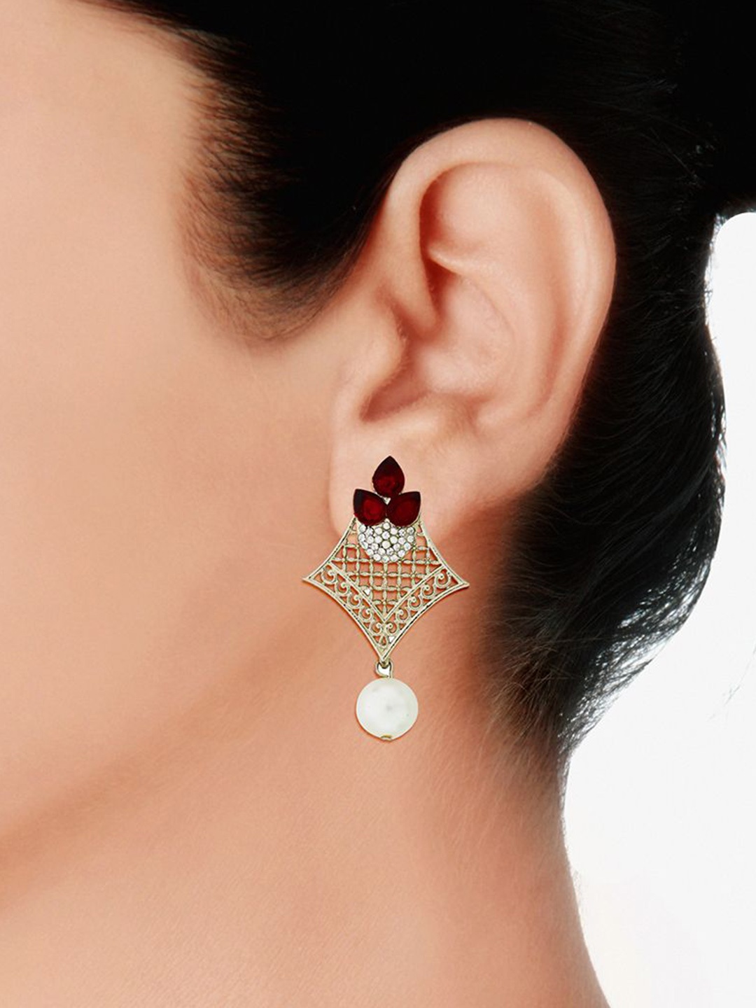 

ZIVOM Contemporary Drop Earrings, Red