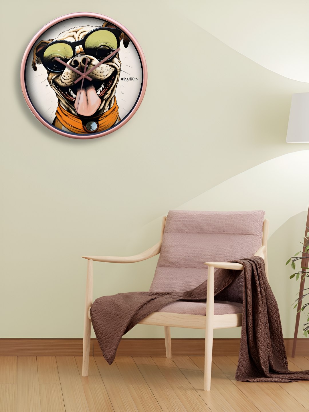 

OLIVE TREE Copper-Toned & Green Printed Contemporary Wall Clock