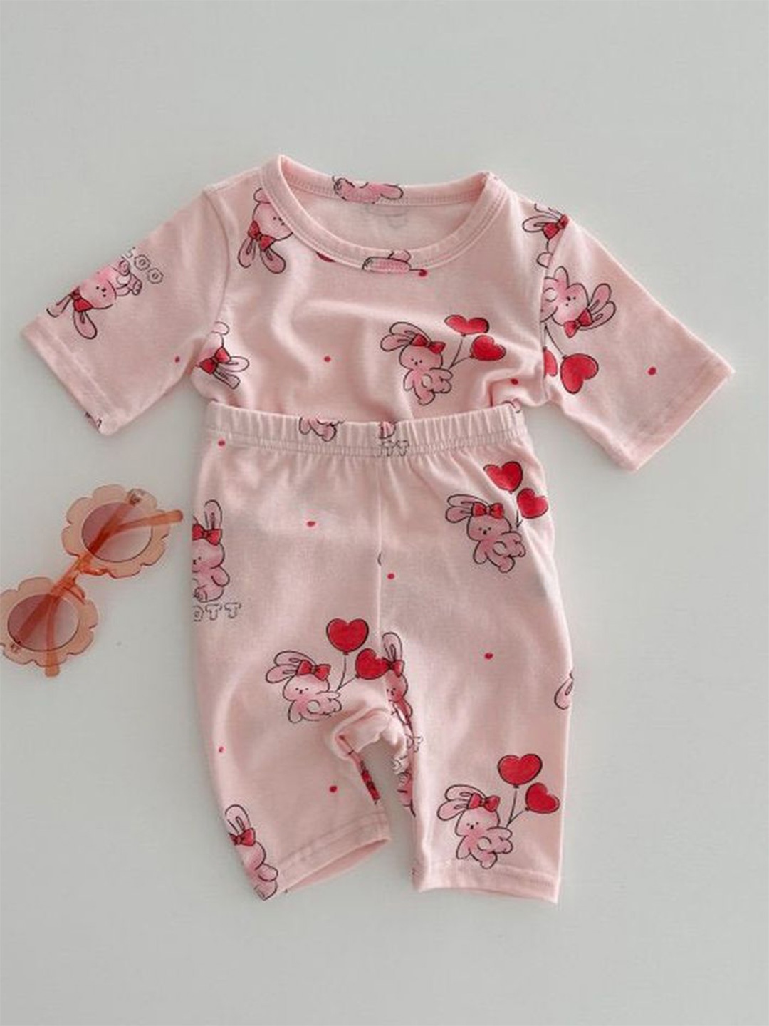 

LULU & SKY Girls Printed T-shirt with Pyjamas, Pink
