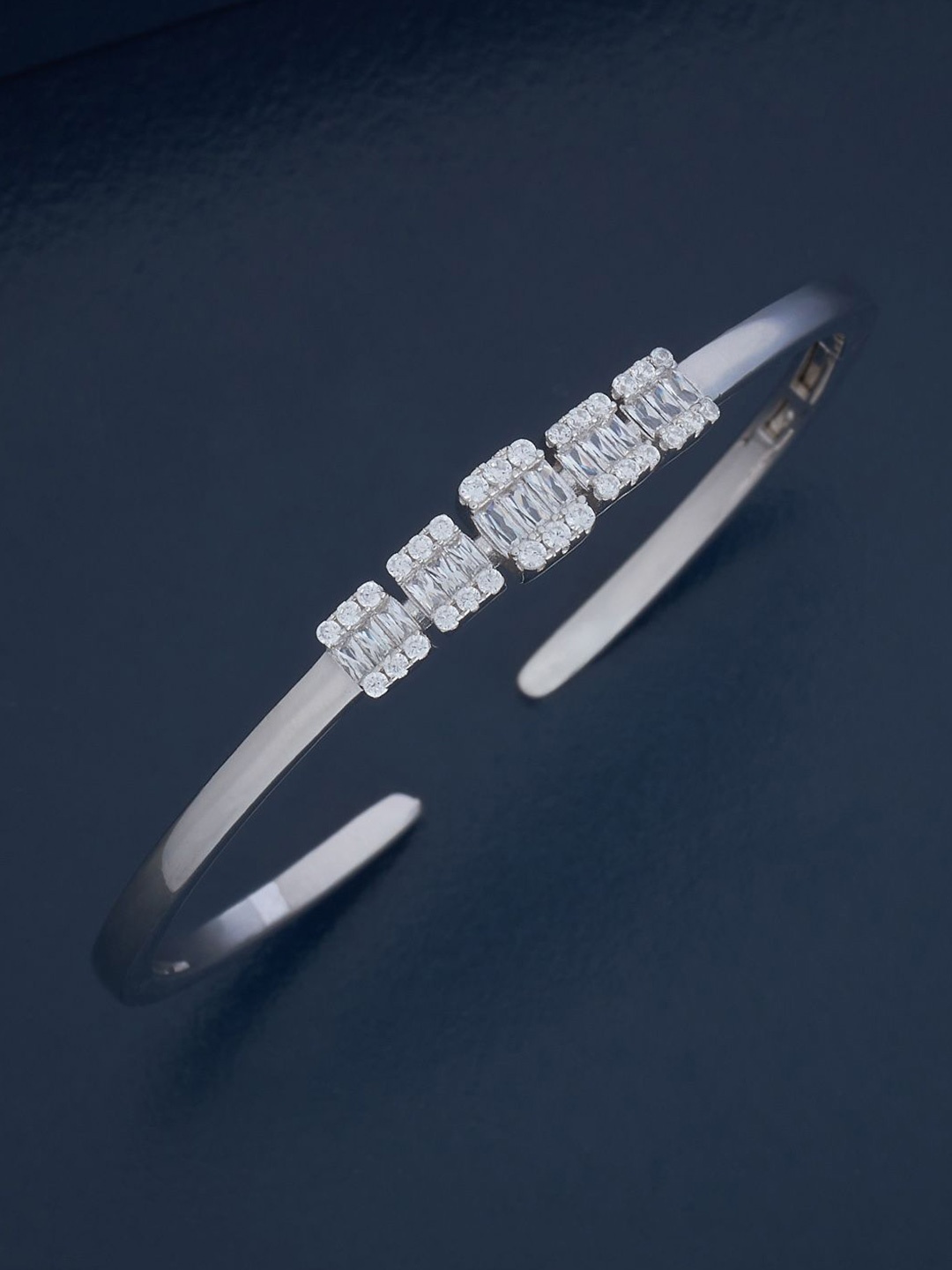 

Kushal's Fashion Jewellery Sterling Silver Artificial Stones Rhodium-Plated Kada