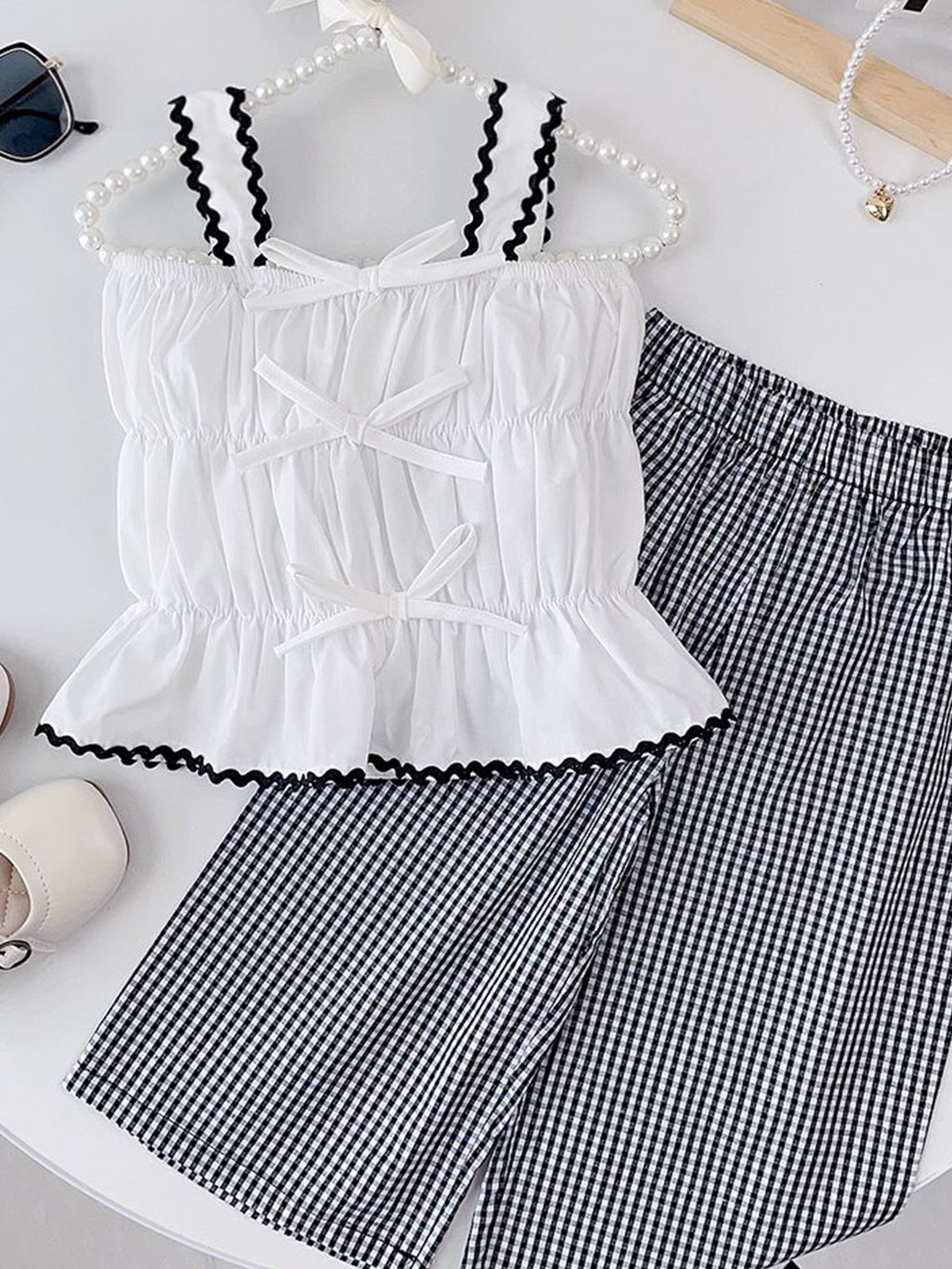 

LULU & SKY Girls Top with Palazzos, White