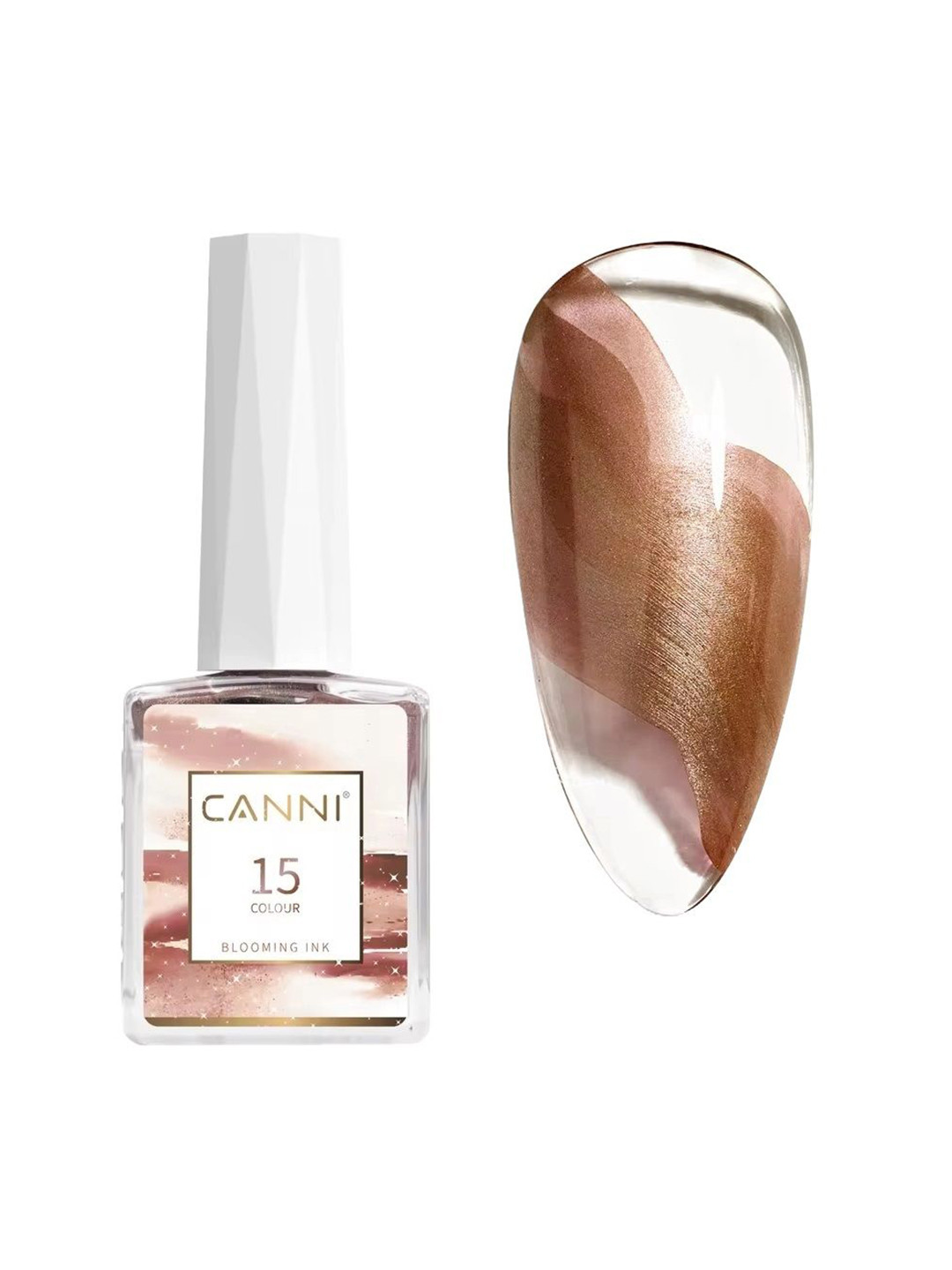 

CANNI Liquid Smoke Bubble Varnish Gradient Painting Nail Polish Ink 15, Copper