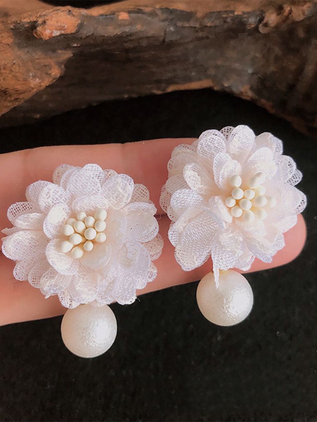 

StyleCast x Revolte Floral Drop Earrings, White