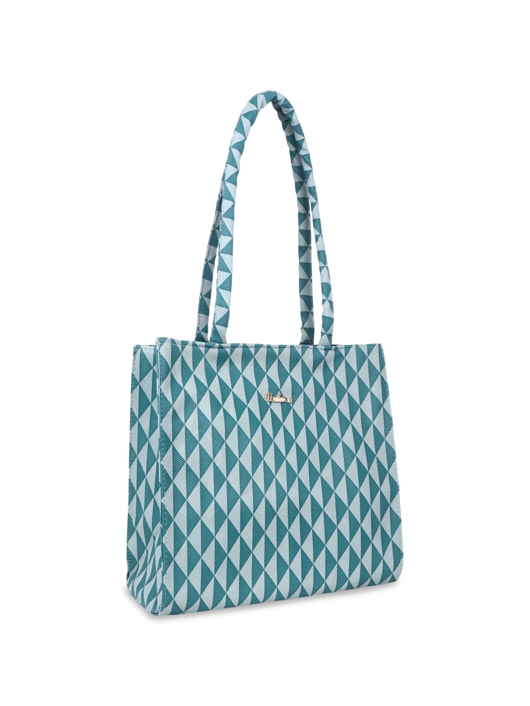 

CarryLux Geometric Textured PU Structured Tote Bag, Blue