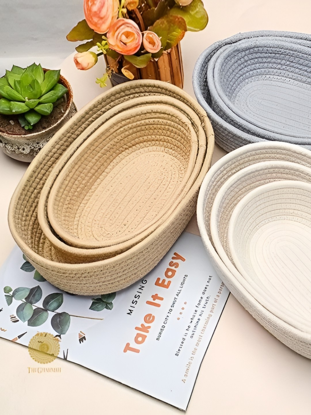 

The Gharnish Beige Set of 3 Reusable Shelf Liner Organisers