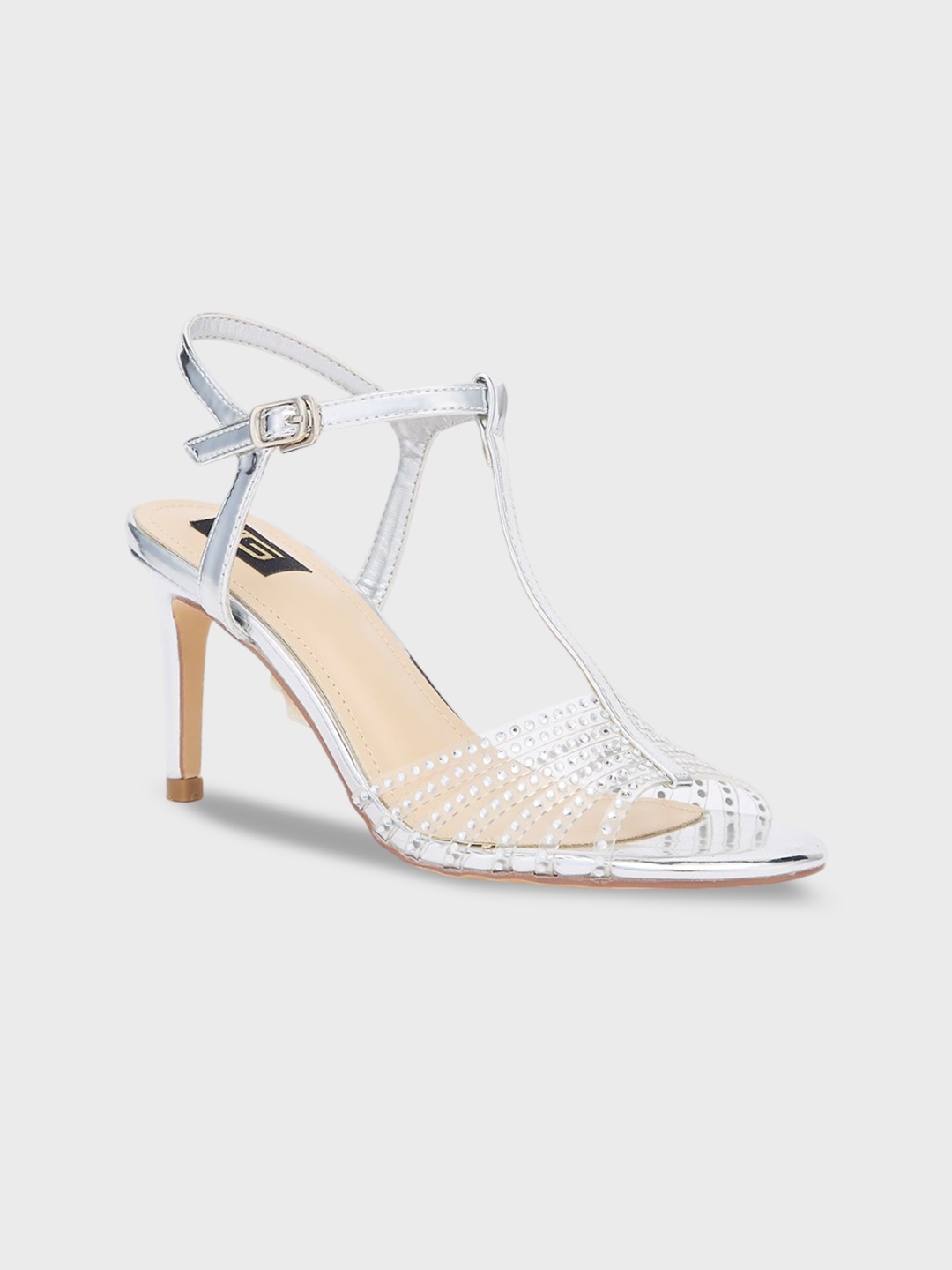 

Sole To Soul Textured Party Slim Heeled Sandals, Silver