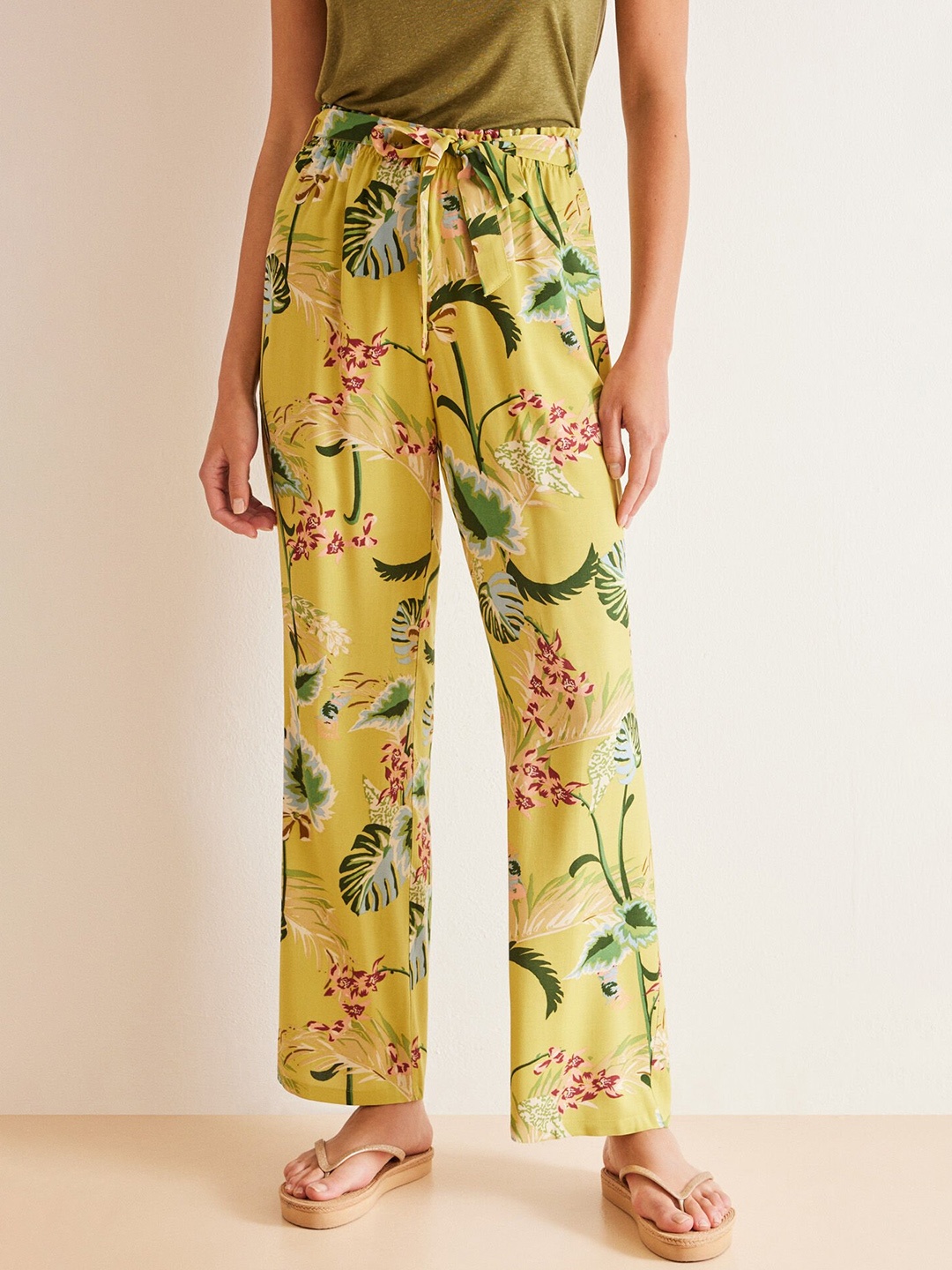 

women'secret Tropical Printed Lounge Pants, Yellow