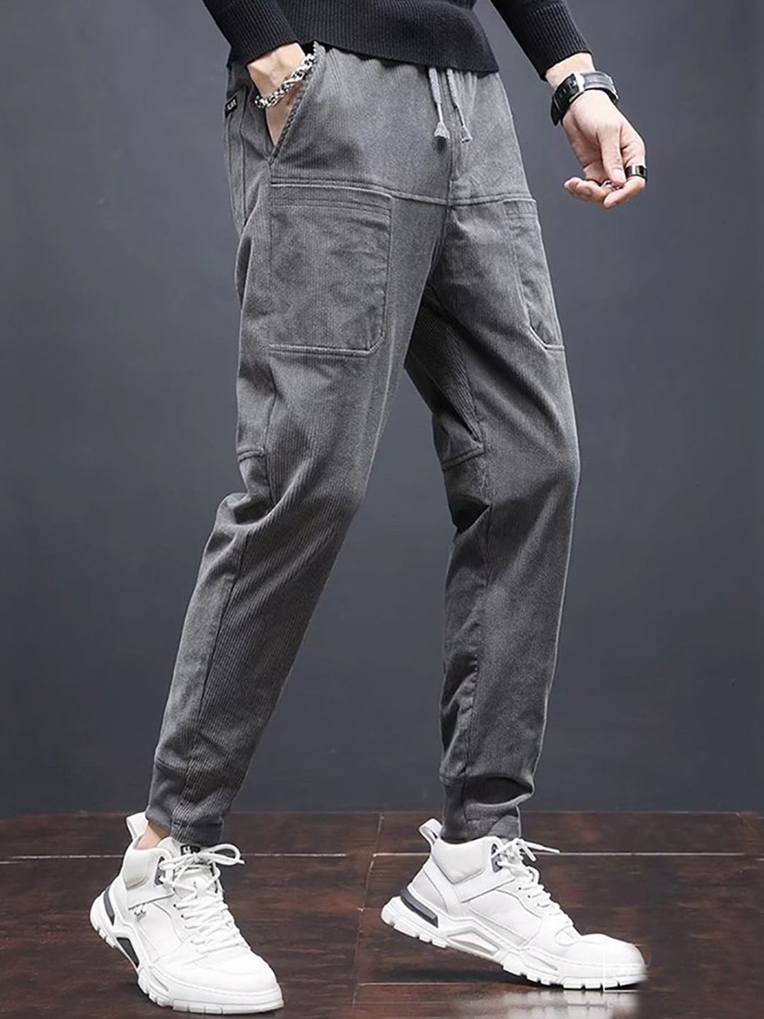 

StyleCast x Revolte Men Easy Wash Trousers, Grey