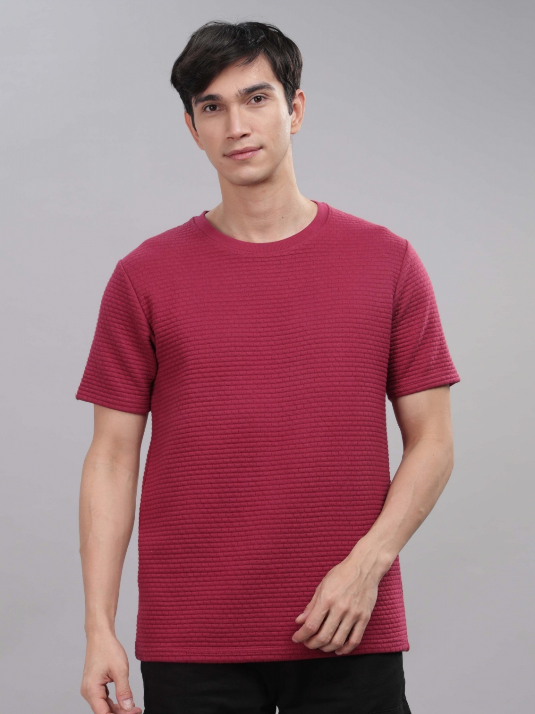 

TOMHIDDLE Men Pockets T-shirt, Maroon