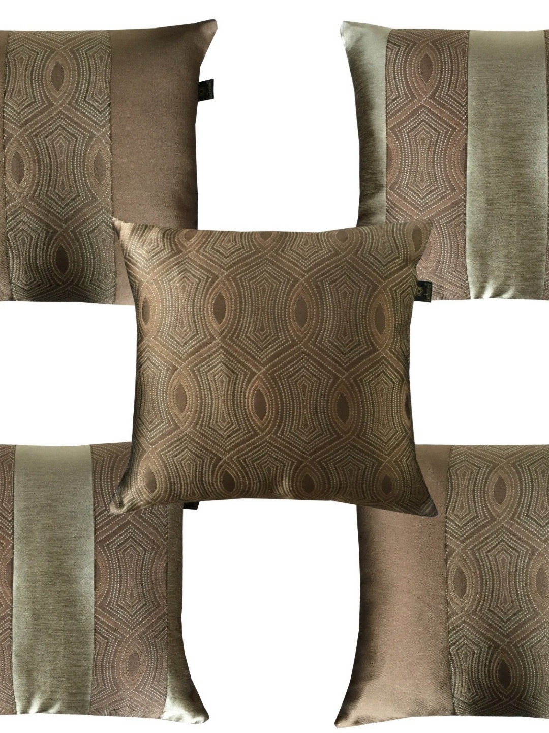 

Lushomes Brown Set of 5 Square Cushion Covers