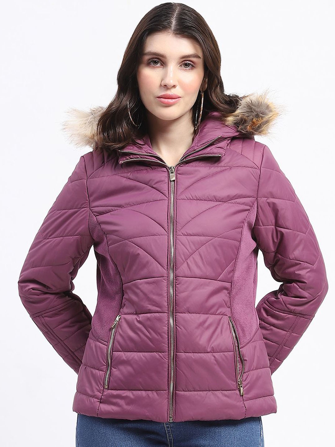 

Madame Women Polyester Longline Parka Jacket, Maroon