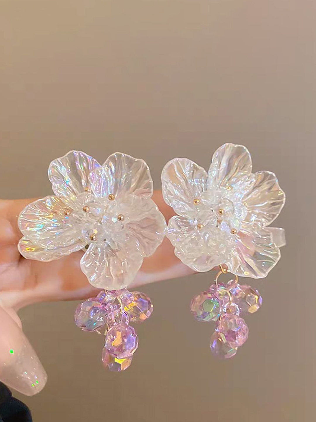 

StyleCast x Revolte Floral Drop Earrings, White