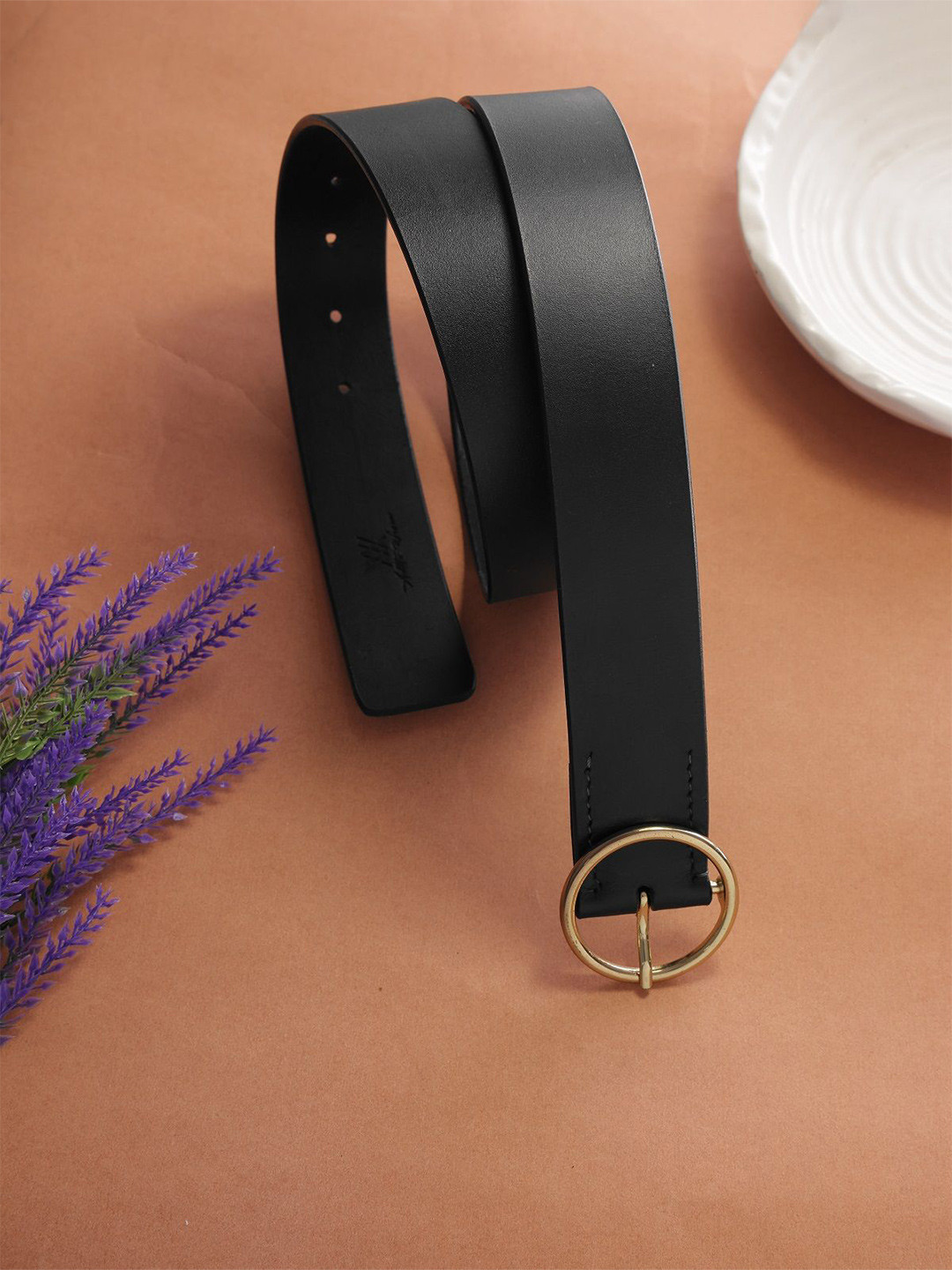 

Aditi Wasan Women Leather Formal Belt, Black