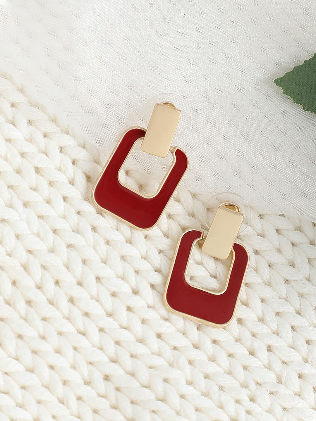 

glitchez Contemporary Drop Earrings, Maroon
