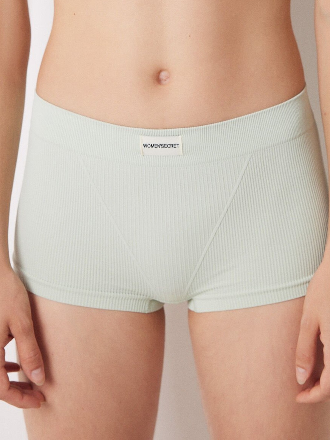 

women'secret Women Ribbed Seamless Boxer-Style Brief 5128087-22, Green