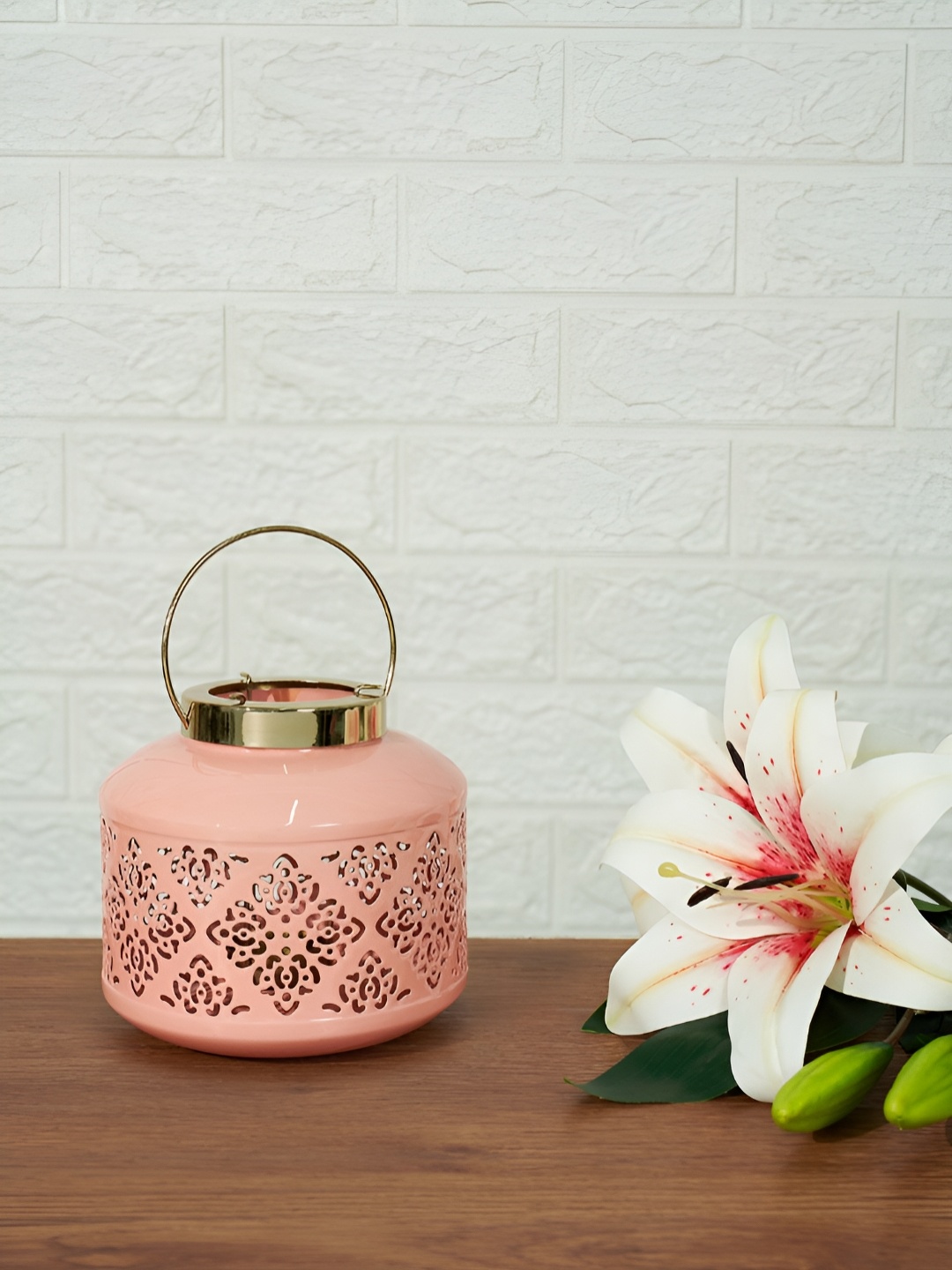 

Living scapes by Pantaloons Peach-Coloured Candle Holder
