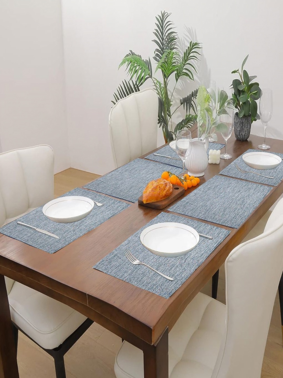 

PRAKARTIK Grey 6 Pieces Cotton Dining Table Mats